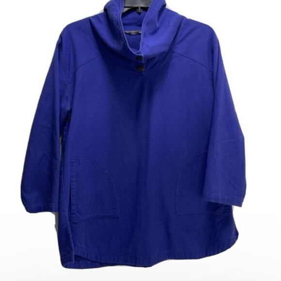 Soft Surroundings Cowl Neck Button Popover Sweatshirt Sz s - Picture 3 of 5